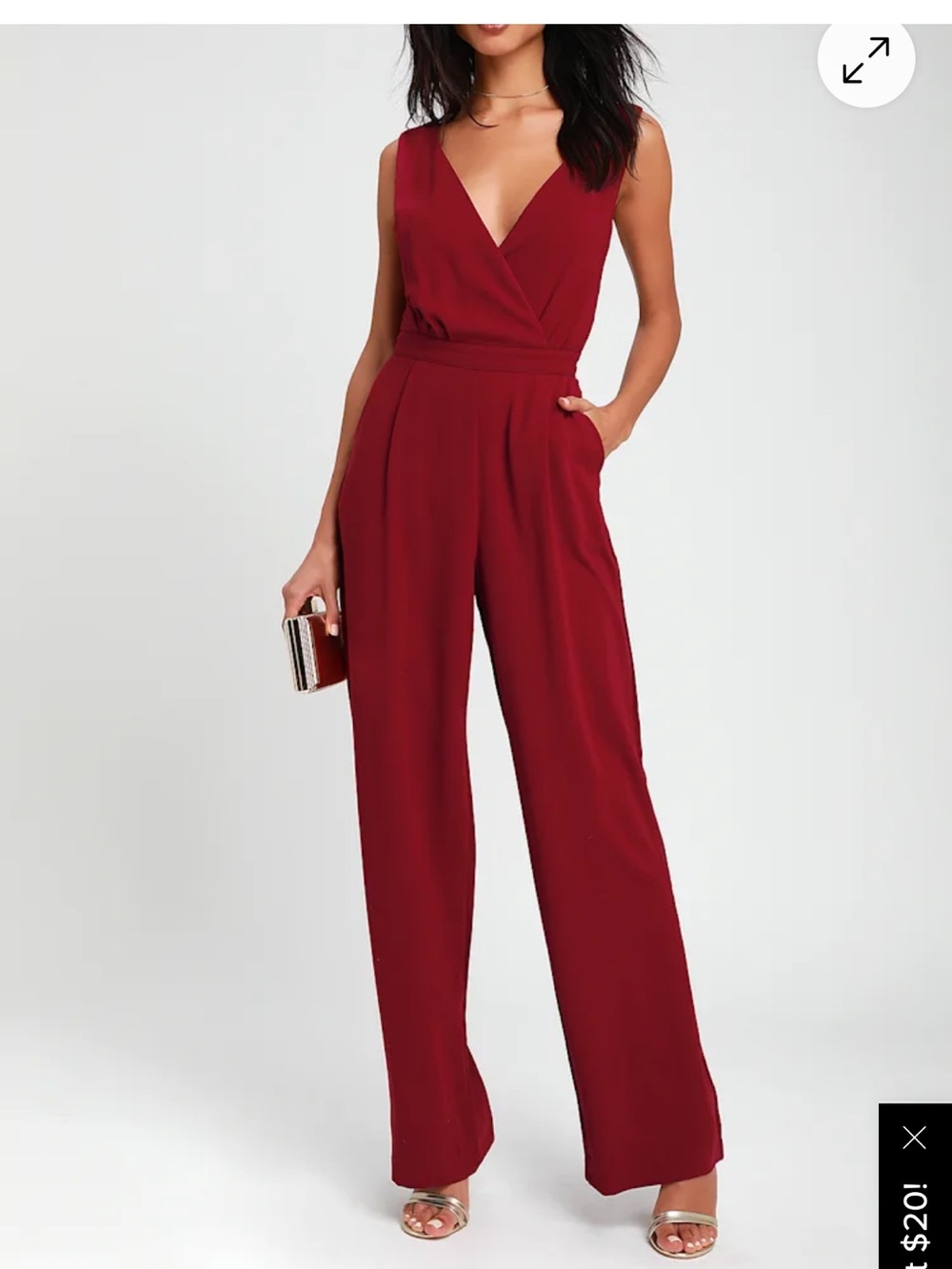 Lulus Kiska Burgundy Lace Wide-Leg Jumpsuit, large